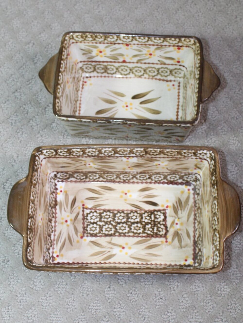 Set of 2 Temp-tations Old World Brown Rectangular Ovenware Baking Dish 1Qt & 1.5